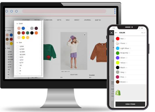 Filter Products By Size and Color