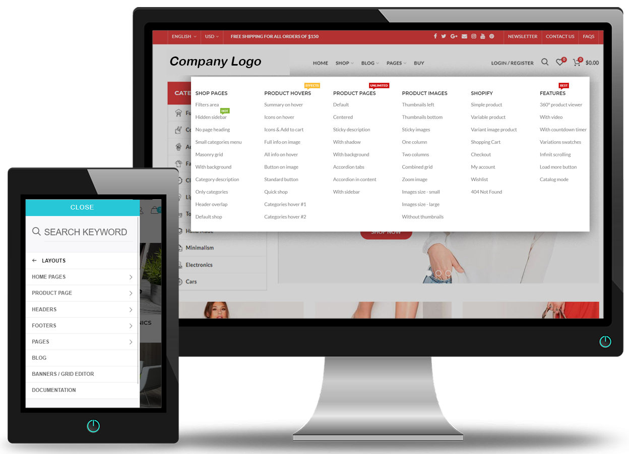 Add Multi Column Dropdown Menu Shopify