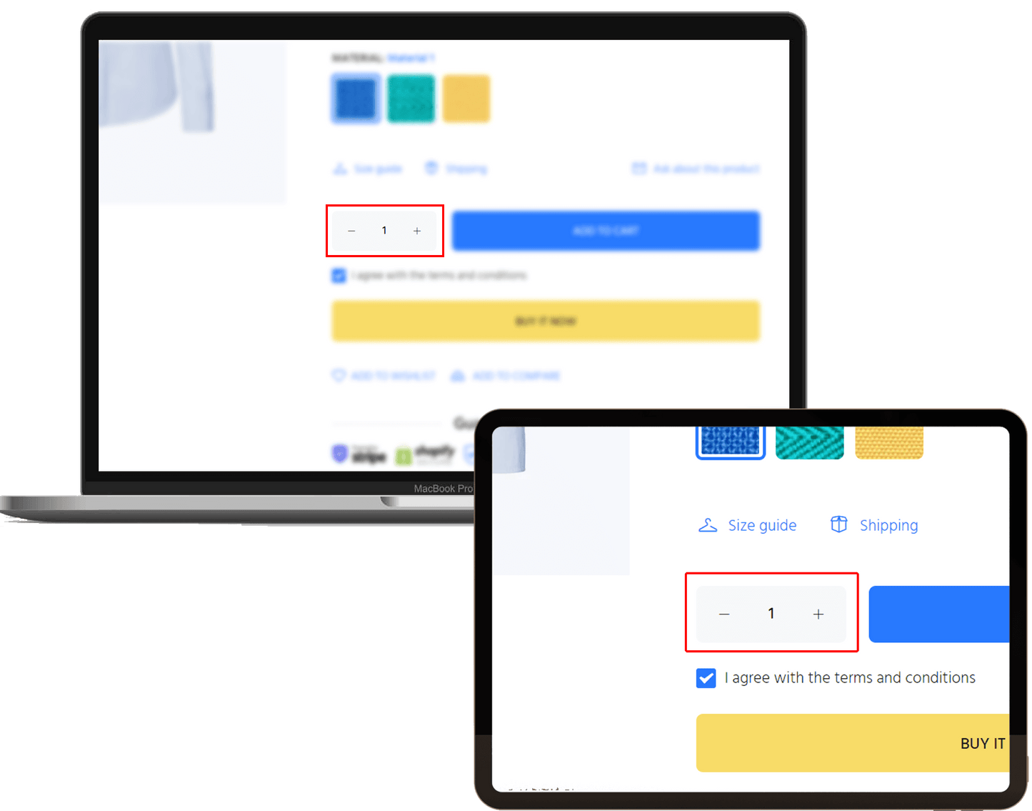 Add Quantity Selector Plus/Minus Buttons